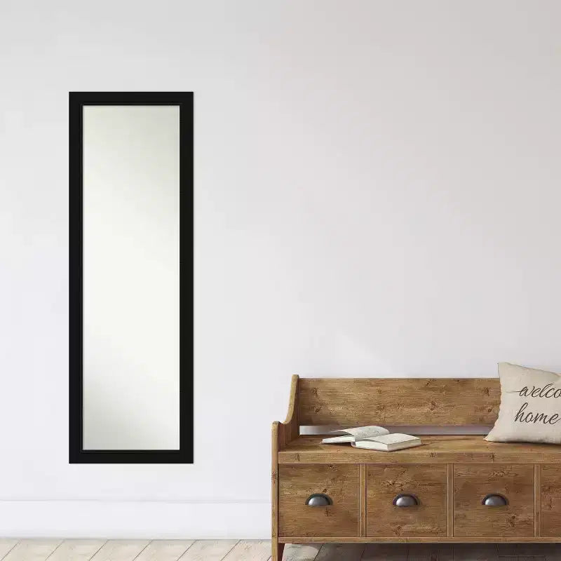 Amanti Art 17" x 51" Avon Framed Full Length On the Door Mirror Black: Modern Rectangle Bedroom & Wall Mounted