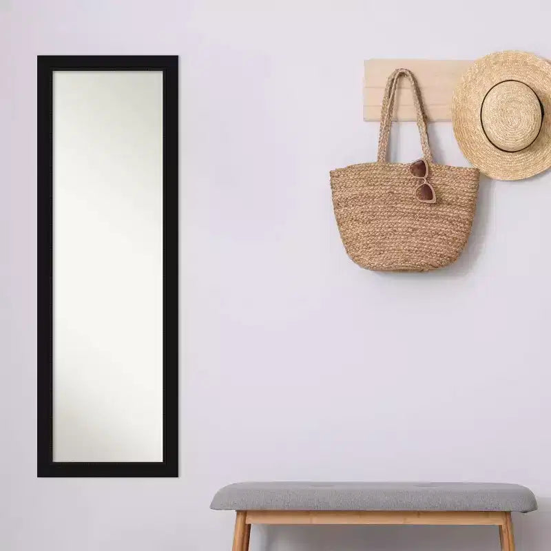 Amanti Art 17" x 51" Avon Framed Full Length On the Door Mirror Black: Modern Rectangle Bedroom & Wall Mounted