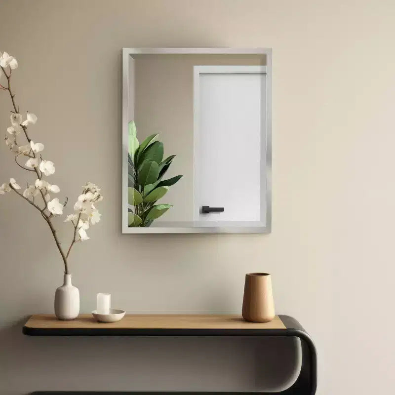 24" x 30" Classic Metal Frame Wall Mirror Chrome - Head West: Beveled, Transitional Style, No Assembly Required