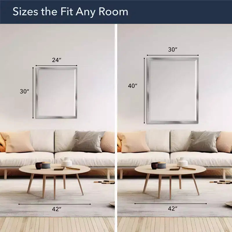 24" x 30" Classic Metal Frame Wall Mirror Chrome - Head West: Beveled, Transitional Style, No Assembly Required