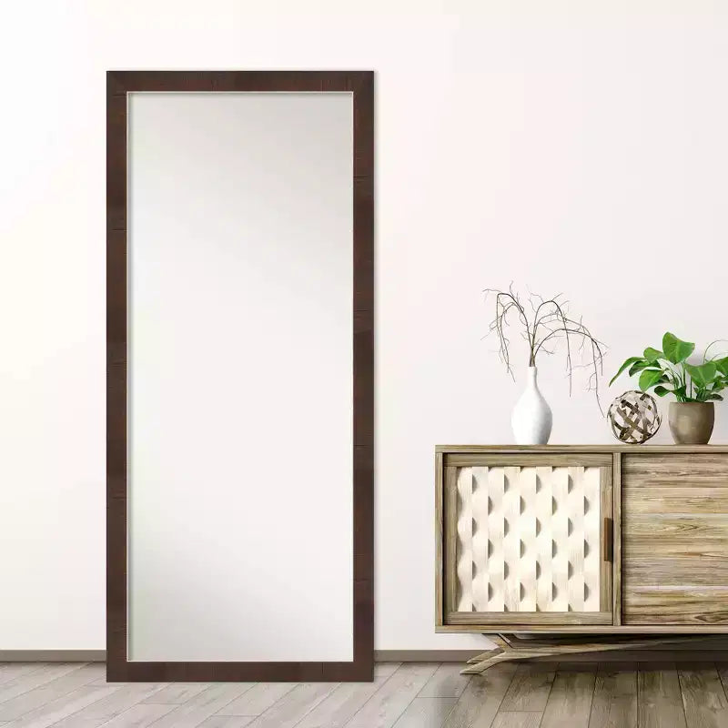 28" x 64" Wildwood Framed Full Length Floor/Leaner Mirror Brown - Amanti Art: Modern Rectangle, Polystyrene Frame, Wall Mountable