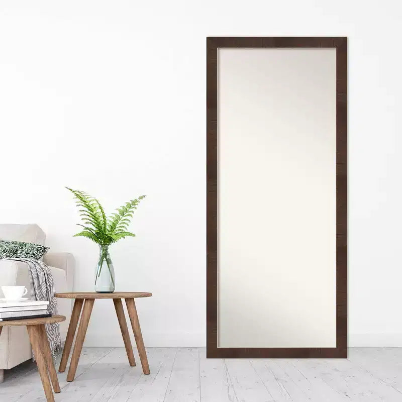28" x 64" Wildwood Framed Full Length Floor/Leaner Mirror Brown - Amanti Art: Modern Rectangle, Polystyrene Frame, Wall Mountable