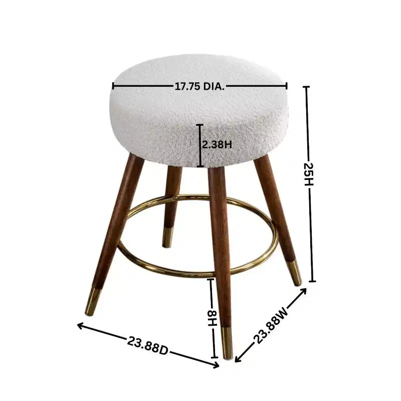 Roundhill Furniture MoMo Boucle Upholstered Counter Height Stool, 360 Swivel, White