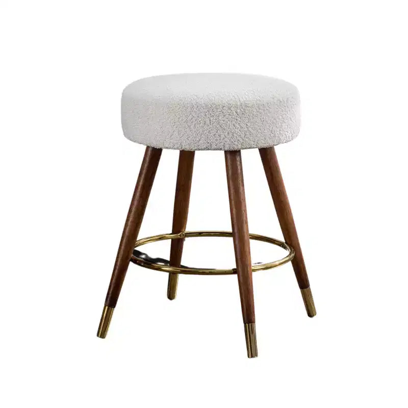 Roundhill Furniture MoMo Boucle Upholstered Counter Height Stool, 360 Swivel, White