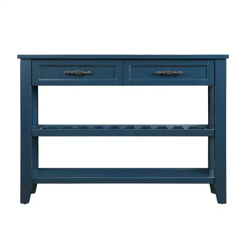Whisen Mid-Century Style Console Table with Two Storage Drawers and Two Tiers Shelves