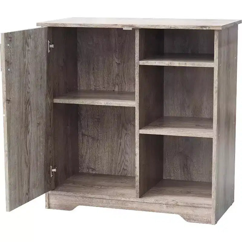 Kings Brand Furniture - Sideboard Accent Storage Cabinet with 3 Shelves and 1 Cupboard, Oak