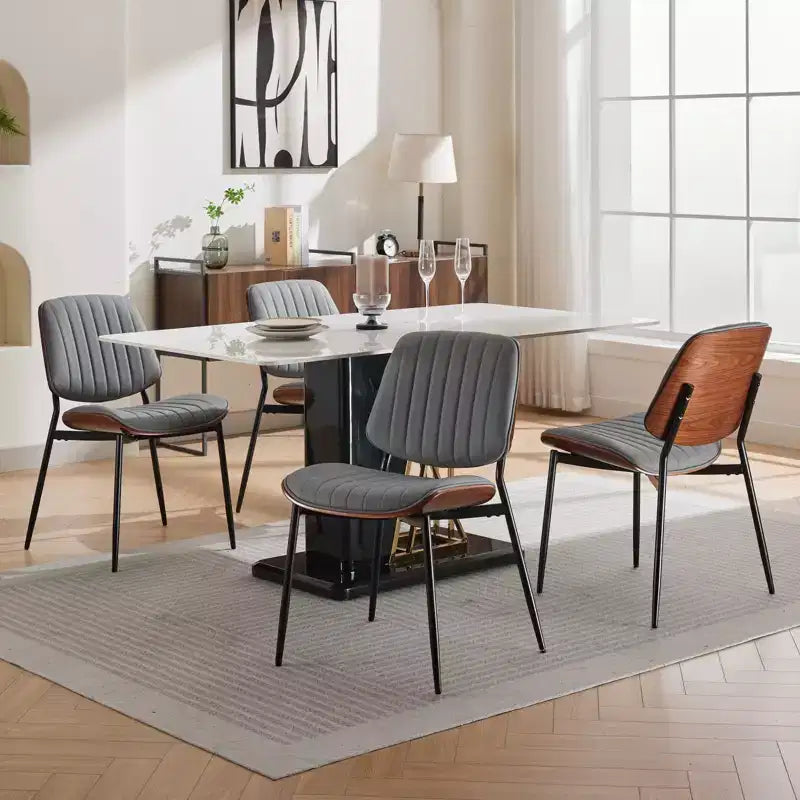 TUYOHW PU Leather Kitchen Chairs Set of 2 with Metal Tapered Legs,Ergonomic Dining Chairs with Curved Backrest,Wider & Deeper Leg Spacing