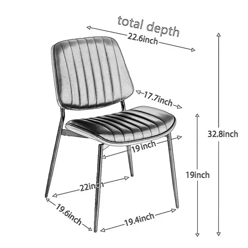 TUYOHW PU Leather Kitchen Chairs Set of 2 with Metal Tapered Legs,Ergonomic Dining Chairs with Curved Backrest,Wider & Deeper Leg Spacing