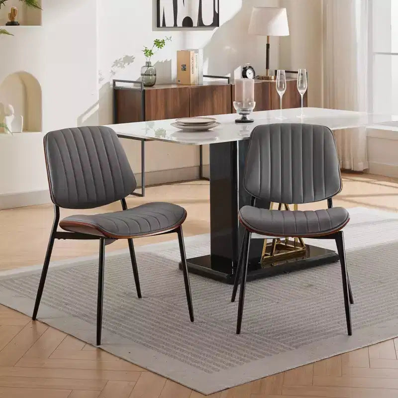 TUYOHW PU Leather Kitchen Chairs Set of 2 with Metal Tapered Legs,Ergonomic Dining Chairs with Curved Backrest,Wider & Deeper Leg Spacing