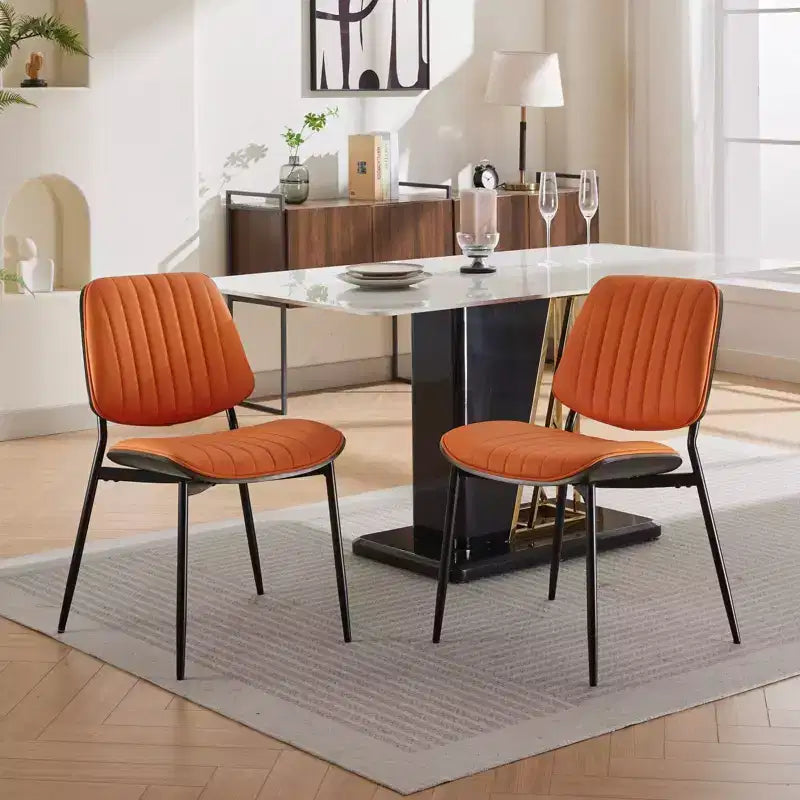 TUYOHW PU Leather Kitchen Chairs Set of 2 with Metal Tapered Legs,Ergonomic Dining Chairs with Curved Backrest,Wider & Deeper Leg Spacing