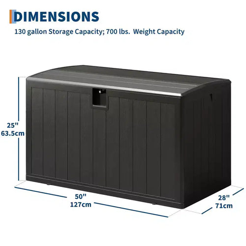 GustoWave 130 Gallon Waterproof Resin Deck Box Lockable, UV-Resistant Outdoor Storage Chest for Patio, Garden Tools & Pool Accessories