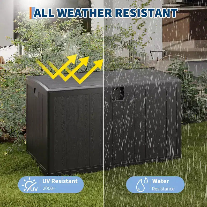 GustoWave 130 Gallon Waterproof Resin Deck Box Lockable, UV-Resistant Outdoor Storage Chest for Patio, Garden Tools & Pool Accessories