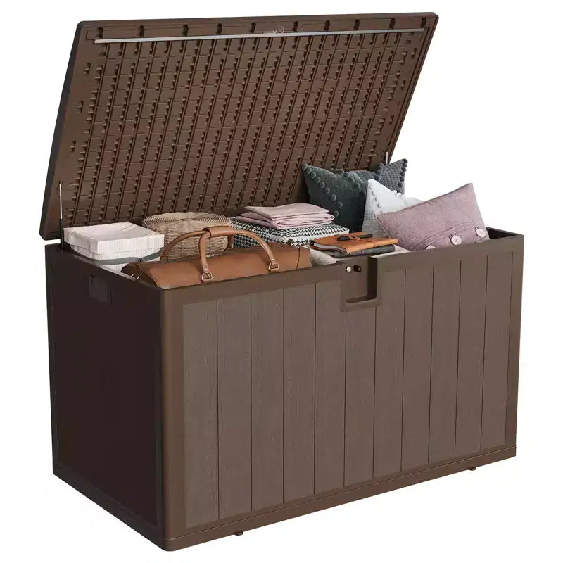 GustoWave 130 Gallon Waterproof Resin Deck Box Lockable, UV-Resistant Outdoor Storage Chest for Patio, Garden Tools & Pool Accessories