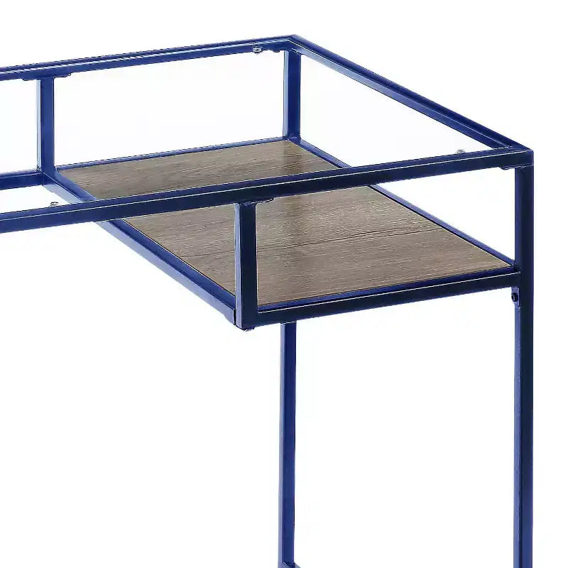 TUYOHW Writing Desk,Study Desks with Storage Shelf,Clear Glass Top,Metal Frame,Sled Base,Modern Rectangular Desk for Home Office,Study,Bedroom