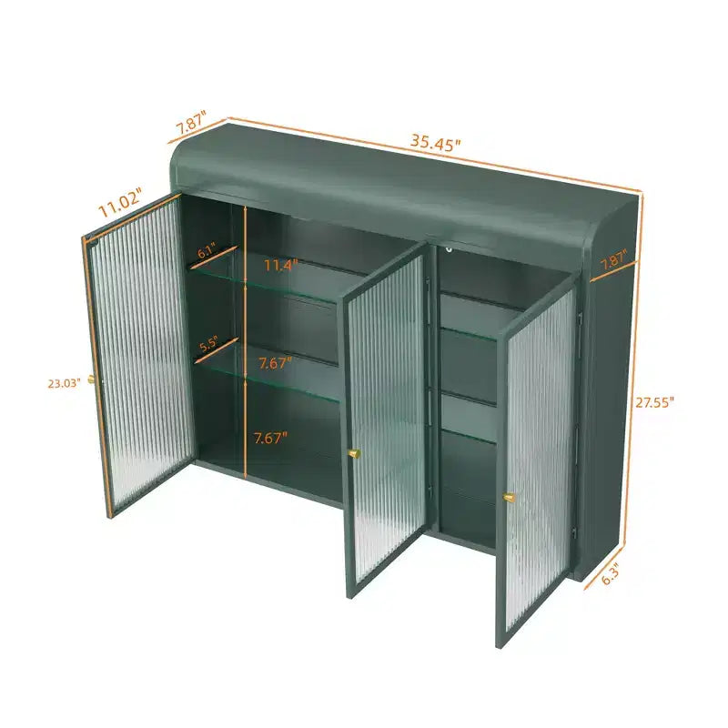 36''w Wall Cabinets for Laundry Room, Acrylic Glass Wall Mounted Storage Cabinets Medicine Cabinet for Kitchen Garage Laundry, 3 Door