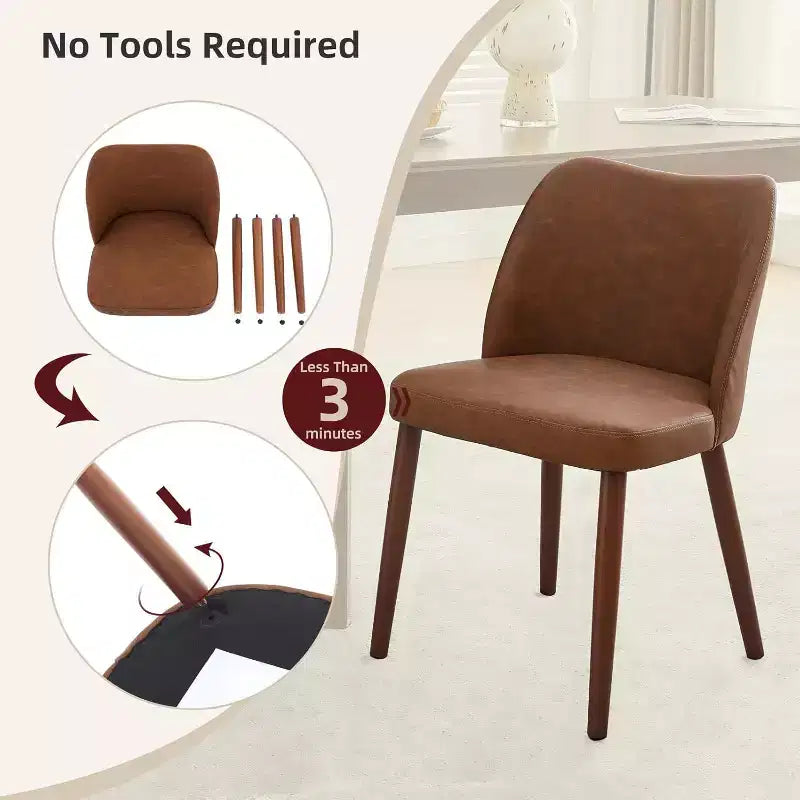 Modern Dining Chairs - Upholstery Kitchen Chairs with High Backrest, Thick Padded Seats & Wood Legs, Ideal for Dining Room/Kitchen