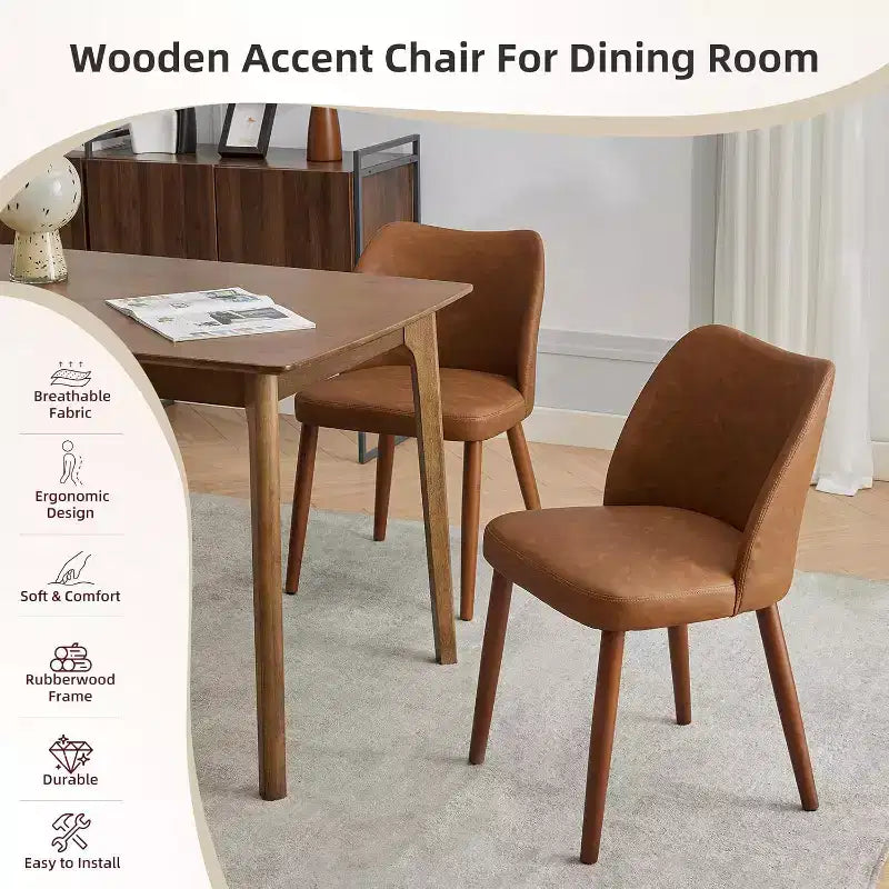 Modern Dining Chairs - Upholstery Kitchen Chairs with High Backrest, Thick Padded Seats & Wood Legs, Ideal for Dining Room/Kitchen