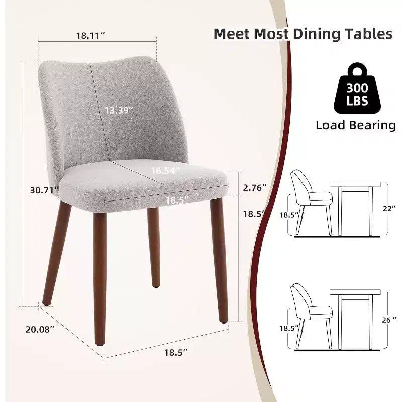 Modern Dining Chairs - Upholstery Kitchen Chairs with High Backrest, Thick Padded Seats & Wood Legs, Ideal for Dining Room/Kitchen