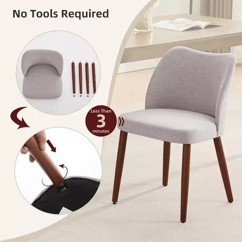 Modern Dining Chairs - Upholstery Kitchen Chairs with High Backrest, Thick Padded Seats & Wood Legs, Ideal for Dining Room/Kitchen