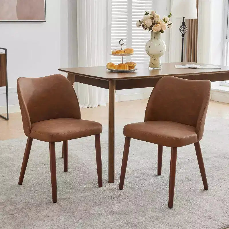 Modern Dining Chairs - Upholstery Kitchen Chairs with High Backrest, Thick Padded Seats & Wood Legs, Ideal for Dining Room/Kitchen