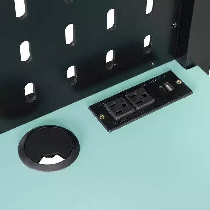 Full Size Gaming Loft Bed with Desk and Storage Shelves, Full Wood Low Loft Bed Frame with LED Lights, USB Ports and Pegboard