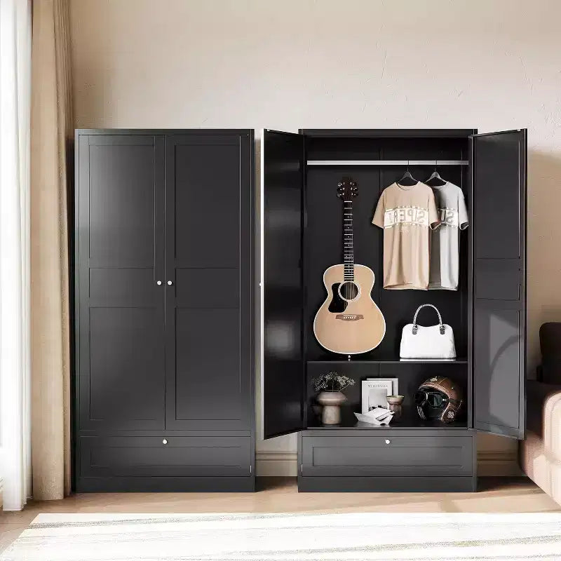 BALHAM TRADE-Metal Wardrobe Closet 72 Inches Tall with Storage Drawer Adjustable Shelves