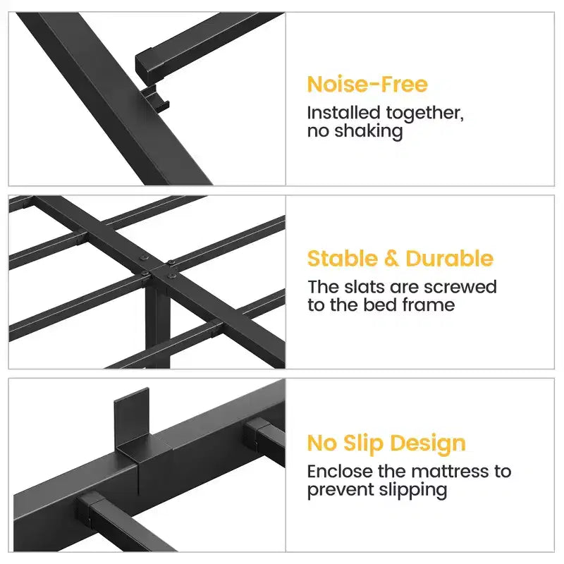 Metal Bed Frame,Heavy Duty Platform Bed w/Storage Space,Easy Assembly, No Box Spring Needed,Idea for Small Space