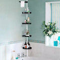 Black & White 4-Tier Adjustable Shower Organizer (101-122 Inch) C No-Drill Tension Pole Rack for Bathroom Storage