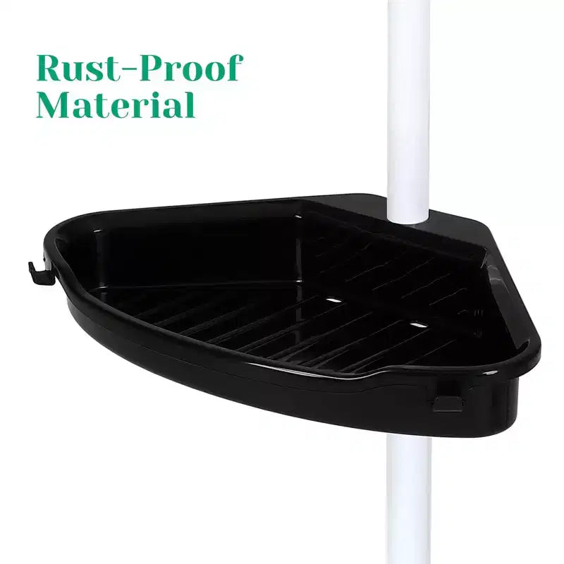Black & White 4-Tier Adjustable Shower Organizer (101-122 Inch) C No-Drill Tension Pole Rack for Bathroom Storage