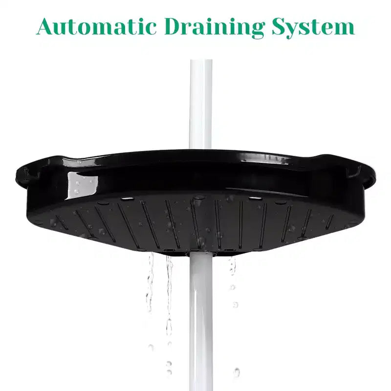 Black & White 4-Tier Adjustable Shower Organizer (101-122 Inch) C No-Drill Tension Pole Rack for Bathroom Storage