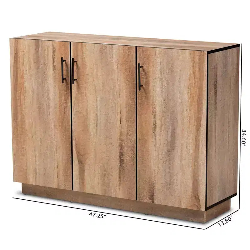 Patton Wood 3 Door Dining Room Sideboard Buffet Oak - Baxton Studio