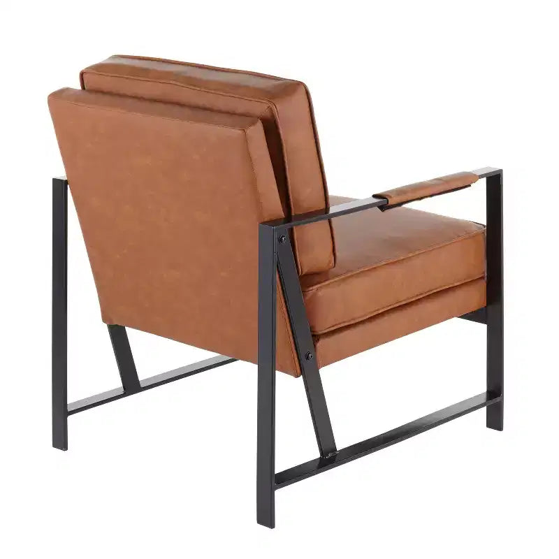 Franklin Armchair with Faux Leather Black/Camel Brown - LumiSource: Metal Frame, Padded Seat, Modern Design