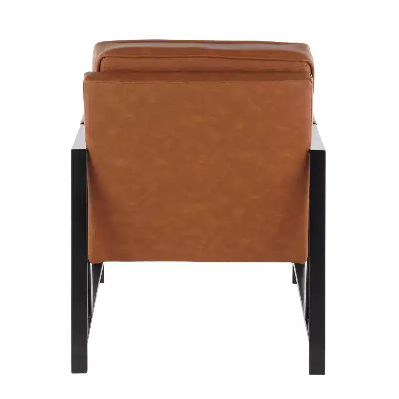 Franklin Armchair with Faux Leather Black/Camel Brown - LumiSource: Metal Frame, Padded Seat, Modern Design