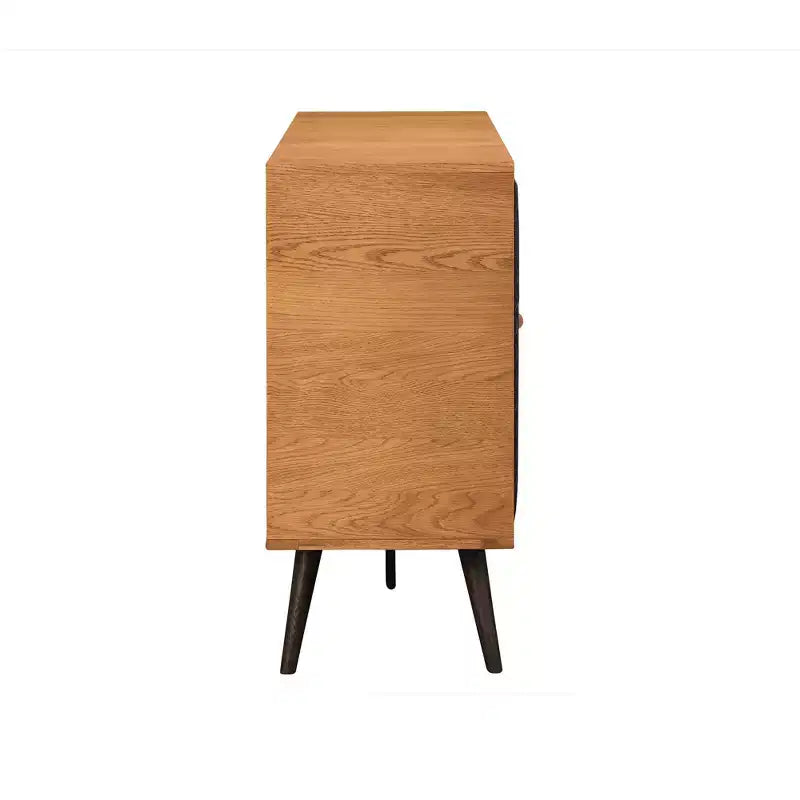 Coco Dresser Rustic Oak/Brown - Armen Living: Modern Storage, Faux Leather Detail, Soft Close