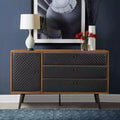 Coco Dresser Rustic Oak/Brown - Armen Living: Modern Storage, Faux Leather Detail, Soft Close