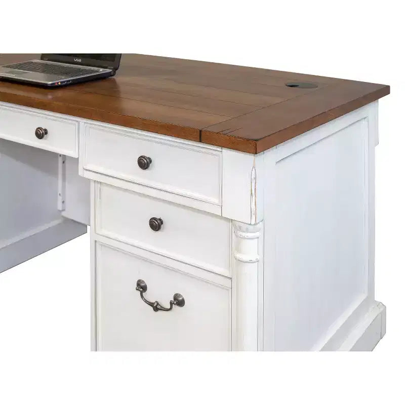 66" Durham Double Pedestal Executive Desk White - Martin Furniture