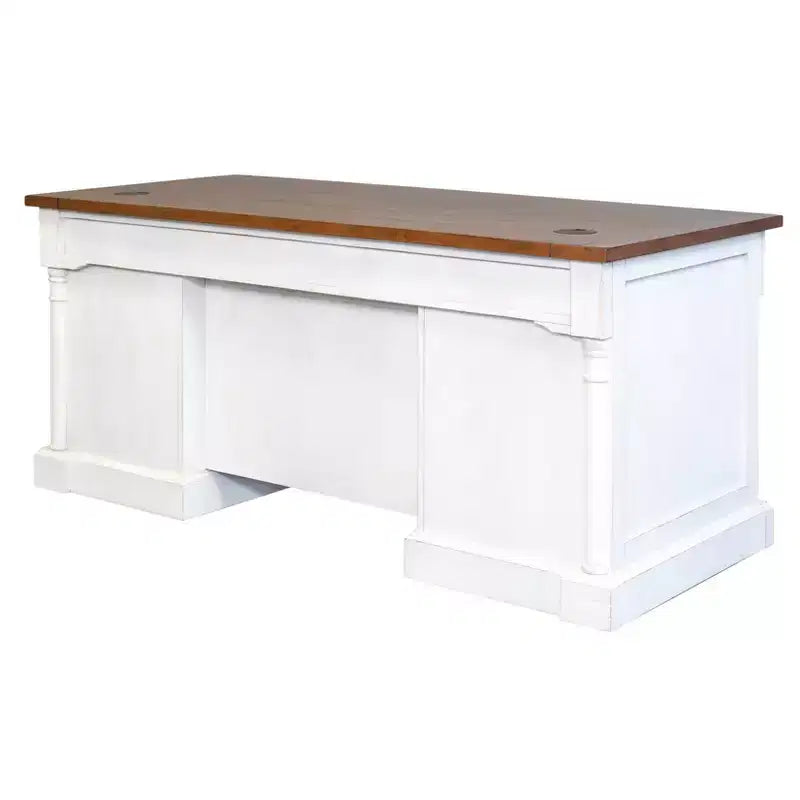66" Durham Double Pedestal Executive Desk White - Martin Furniture