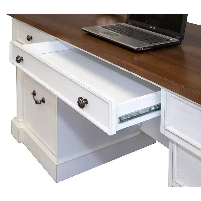 66" Durham Double Pedestal Executive Desk White - Martin Furniture