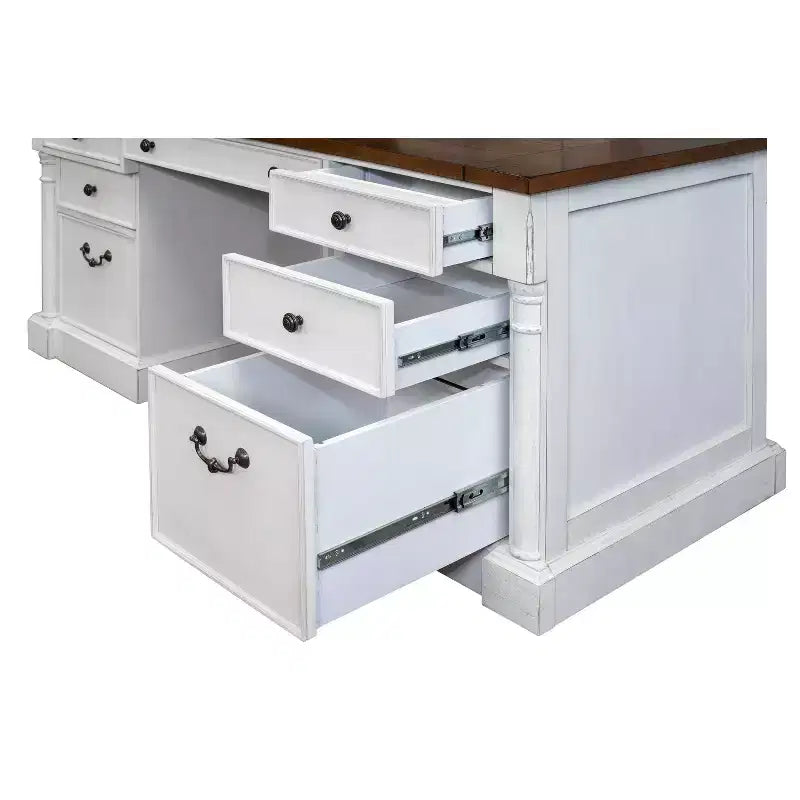 66" Durham Double Pedestal Executive Desk White - Martin Furniture