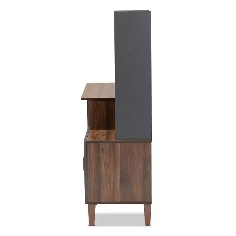 Baxton Studio Jaeger Two-Tone Wood Desk Brown/Dark Gray: Home Office Furniture with Open Storage Shelf