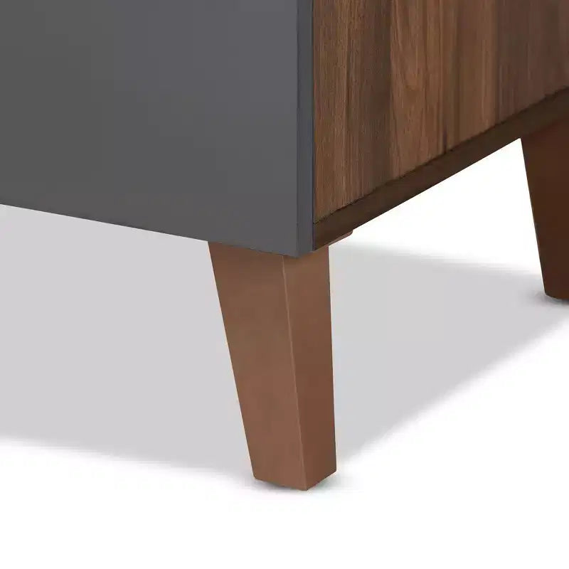 Baxton Studio Jaeger Two-Tone Wood Desk Brown/Dark Gray: Home Office Furniture with Open Storage Shelf