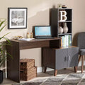 Baxton Studio Jaeger Two-Tone Wood Desk Brown/Dark Gray: Home Office Furniture with Open Storage Shelf