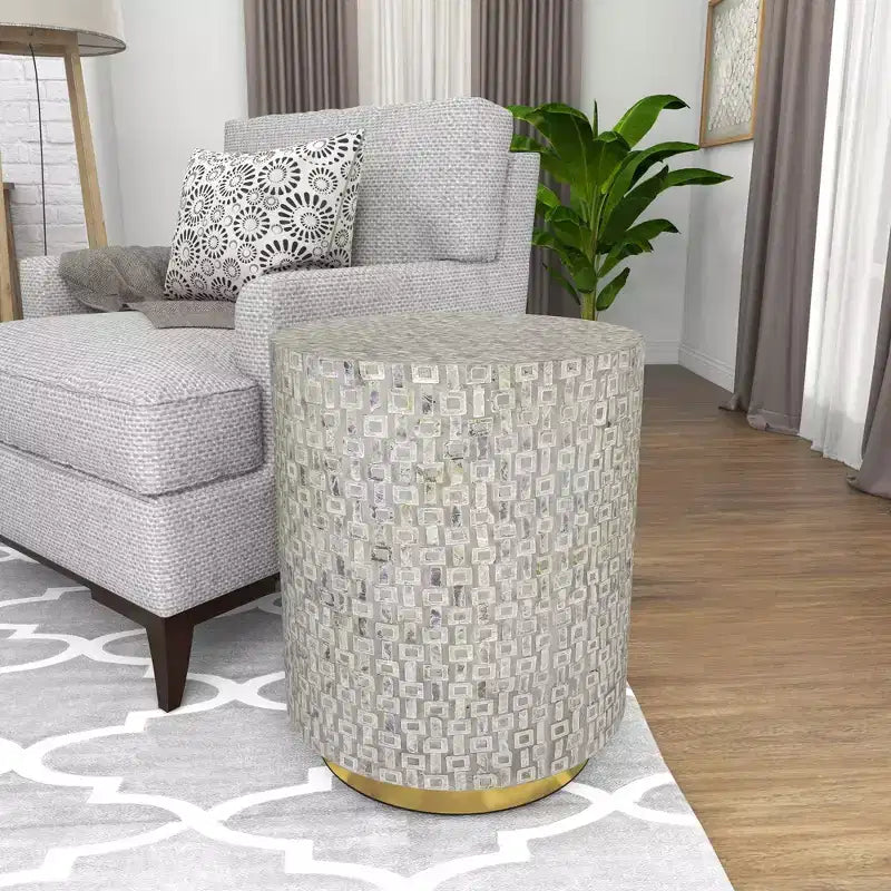Contemporary Mother of Pearl Accent Table Gray - Olivia & May