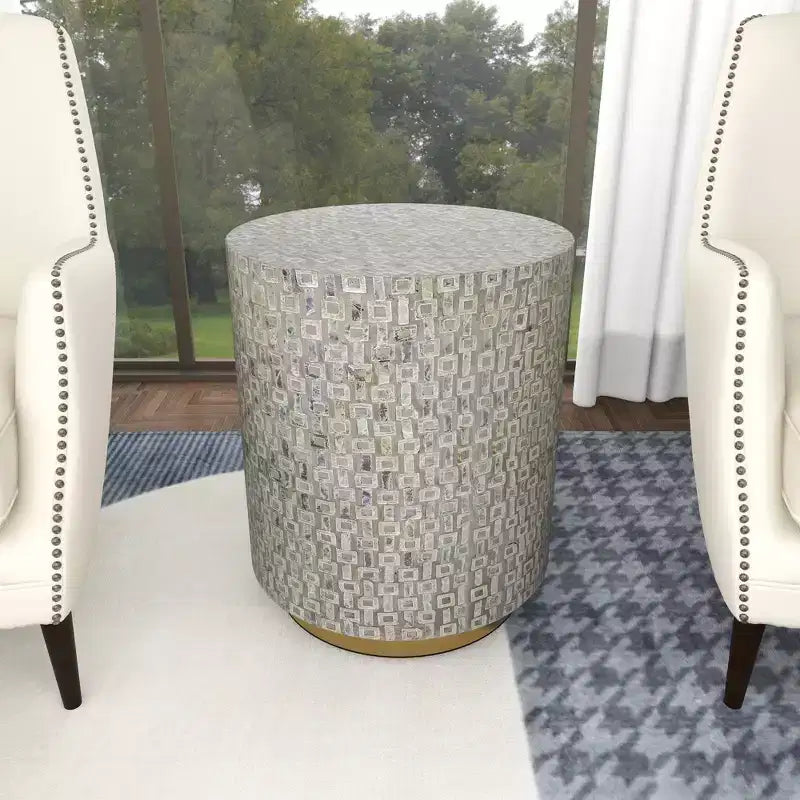 Contemporary Mother of Pearl Accent Table Gray - Olivia & May