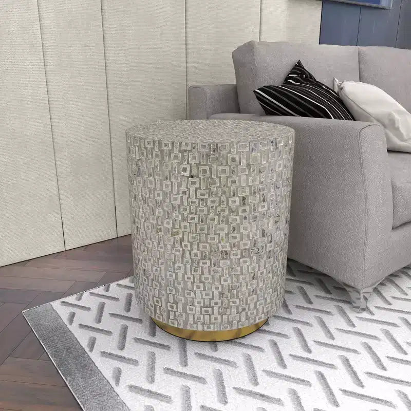 Contemporary Mother of Pearl Accent Table Gray - Olivia & May