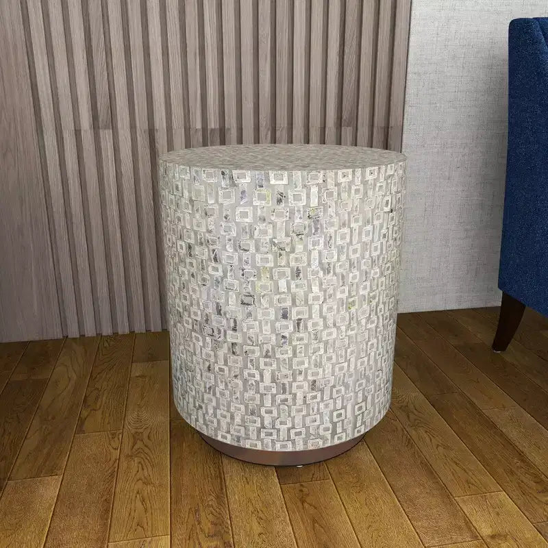 Contemporary Mother of Pearl Accent Table Gray - Olivia & May