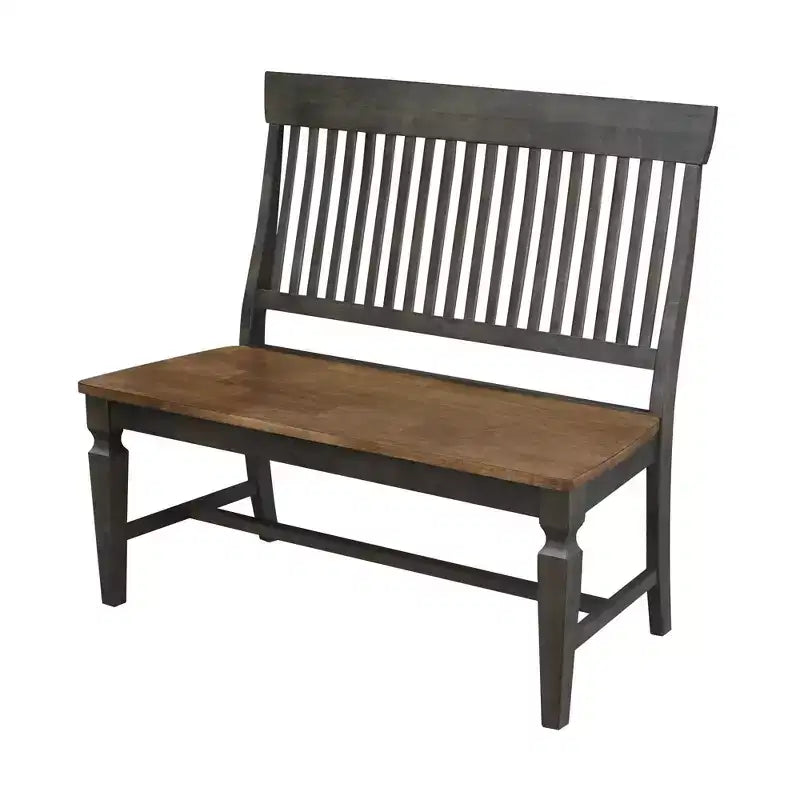 Vista Slatback Bench Hickory Brown - International Concepts: Solid Wood, Kitchen, Dining, Unupholstered