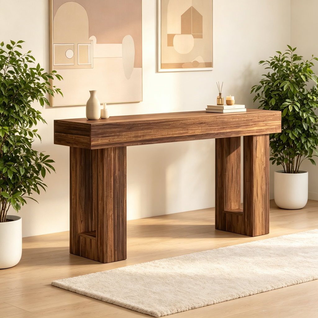 Table de console rustique en bois de style campagnard de 63 pouces, table d'entrée décorative