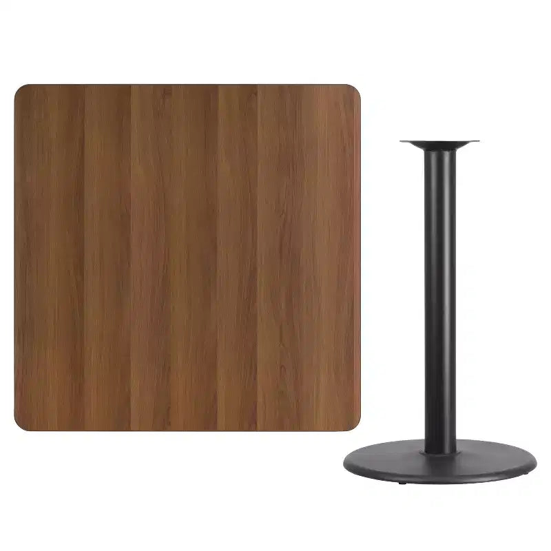 Flash Furniture 42'' Square Laminate Table Top with 24'' Round Bar Height Table Base