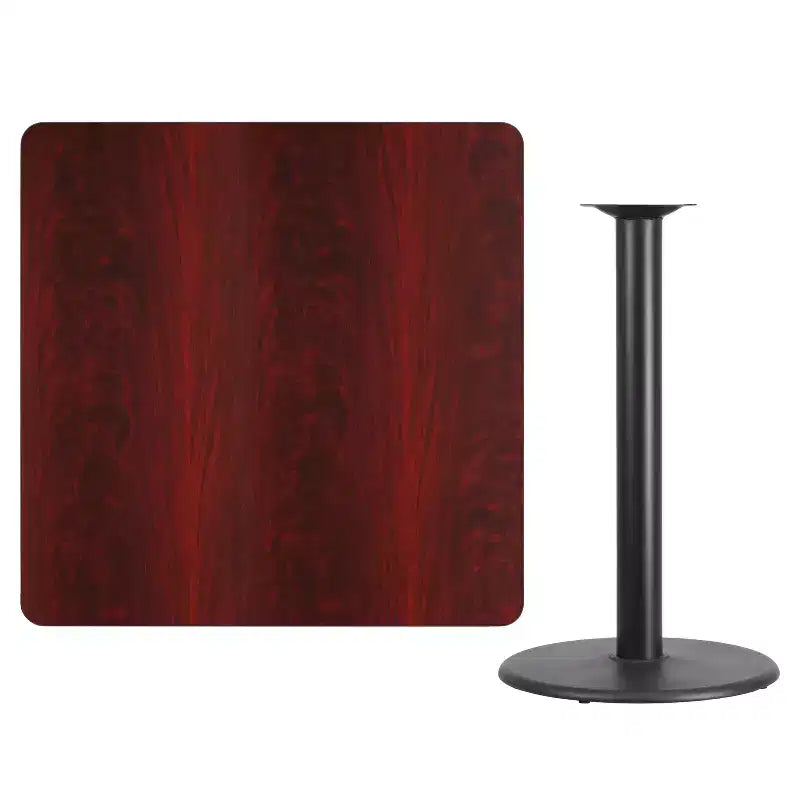 Flash Furniture 42'' Square Laminate Table Top with 24'' Round Bar Height Table Base